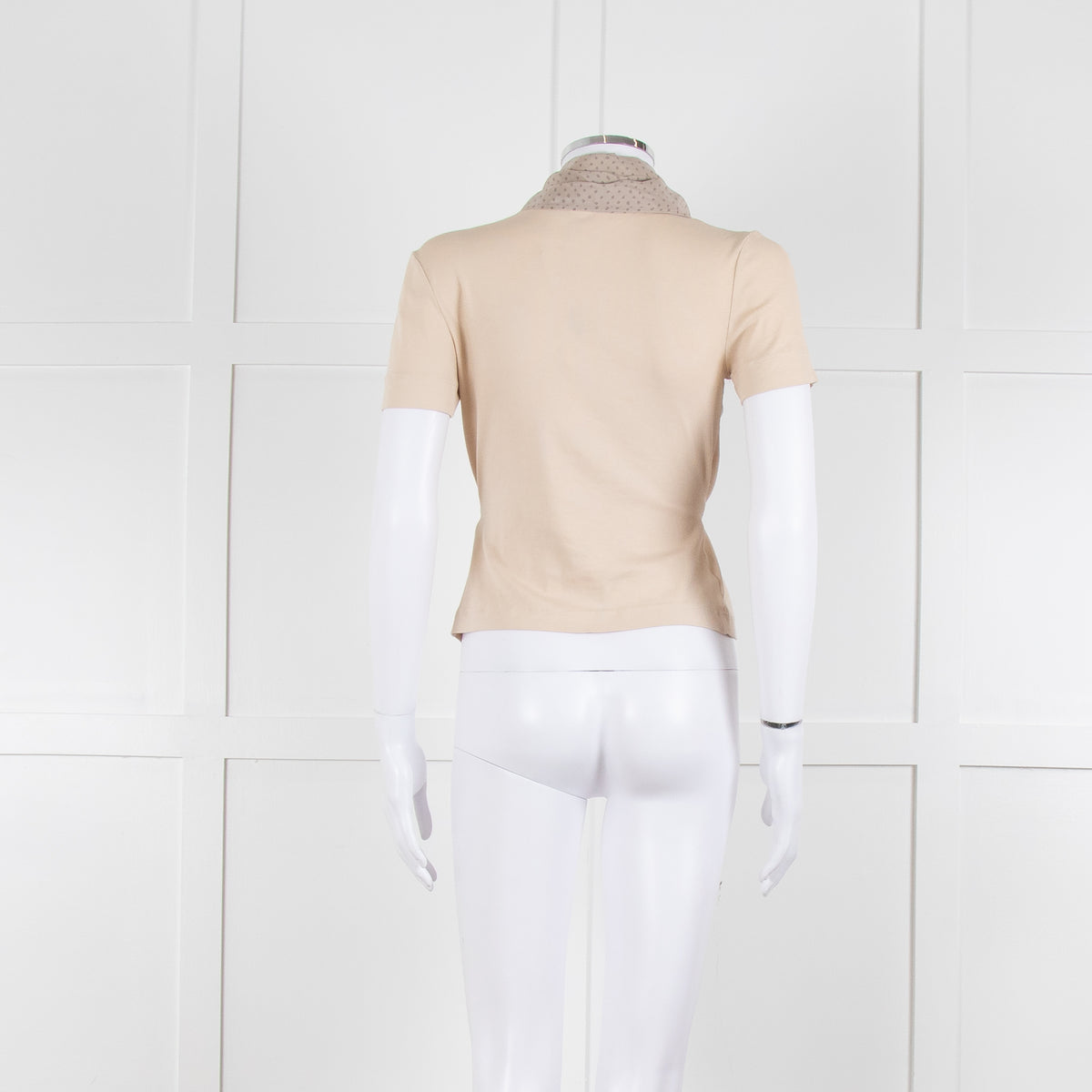 Fabiana Filippi Beige + Brown Dot Silk Blend Short Sleeve Top