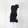 Maje Navy Short Sleeve Fringed Mini Dress