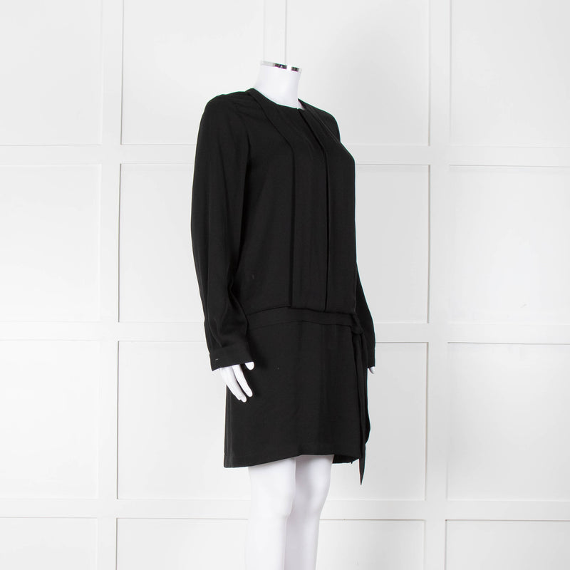 Diane Von Furstenberg Black Silk Bib Front Drop Waist Mini Dress
