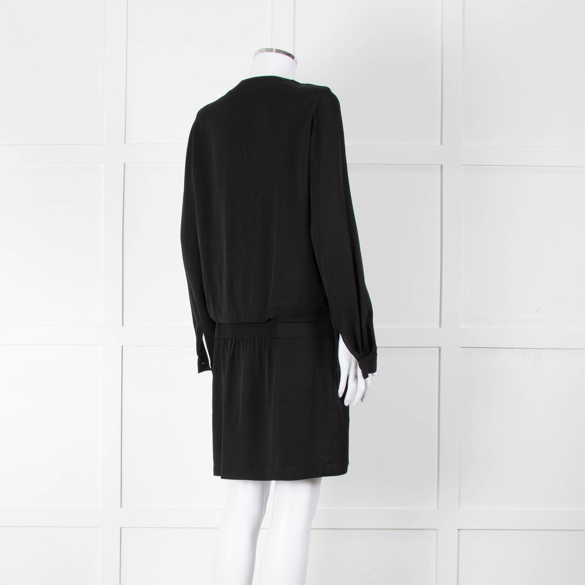 Diane Von Furstenberg Black Silk Bib Front Drop Waist Mini Dress