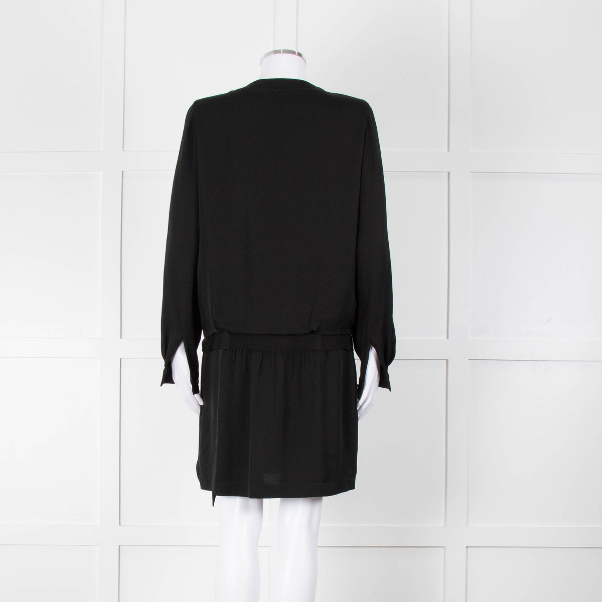 Diane Von Furstenberg Black Silk Bib Front Drop Waist Mini Dress