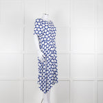 The Fold White Blue Print Short Sleeve Dress