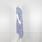 The Fold White Blue Print Short Sleeve Dress