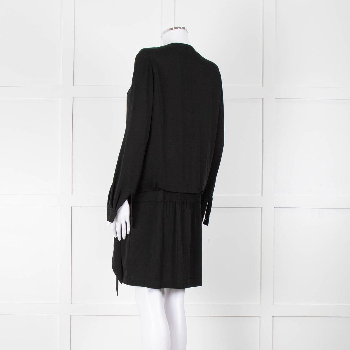 Diane Von Furstenberg Black Silk Bib Front Drop Waist Mini Dress