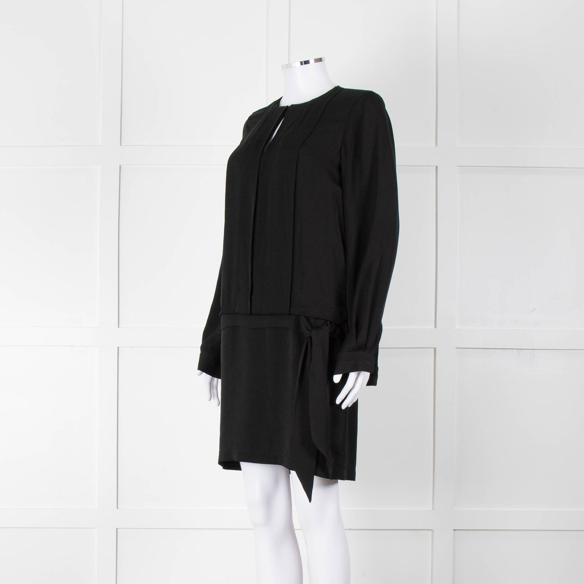 Diane Von Furstenberg Black Silk Bib Front Drop Waist Mini Dress