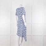 The Fold White Blue Print Short Sleeve Dress