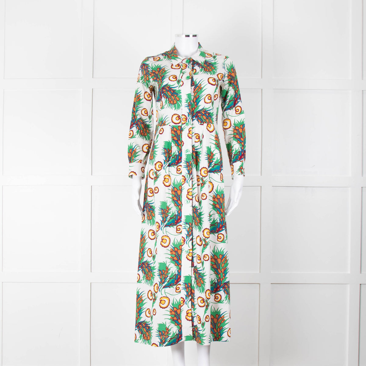 Maje Green Floral Cotton Shirt Dress – Phoenix Style