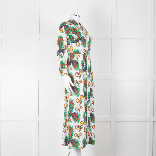 Maje Green Floral Cotton Shirt Dress