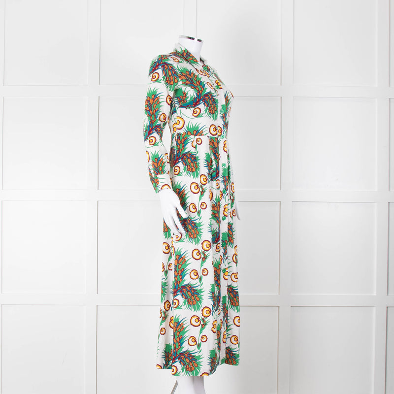 Maje Green Floral Cotton Shirt Dress