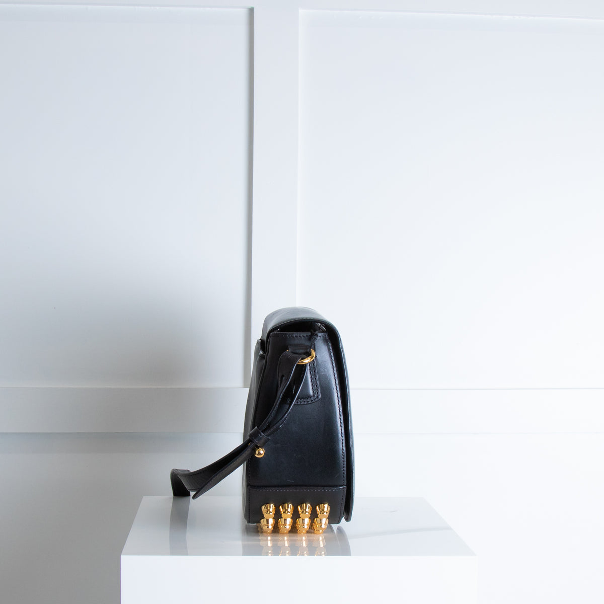 Alexander Wang Black Leather Gold Stud Cross Body Bag