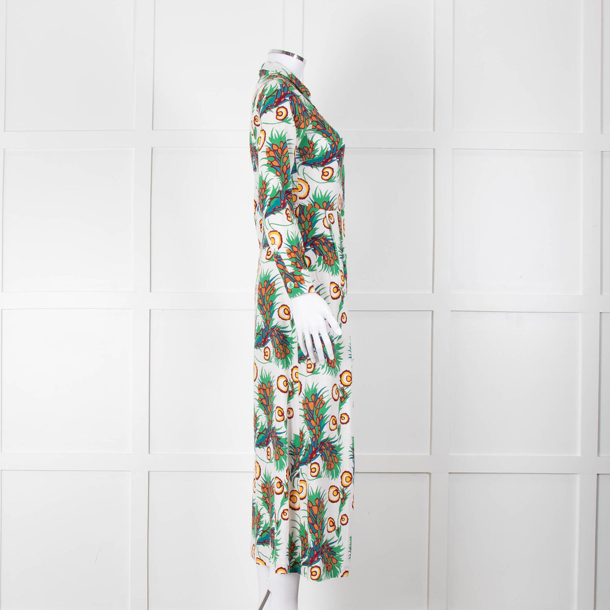 Maje Green Floral Cotton Shirt Dress