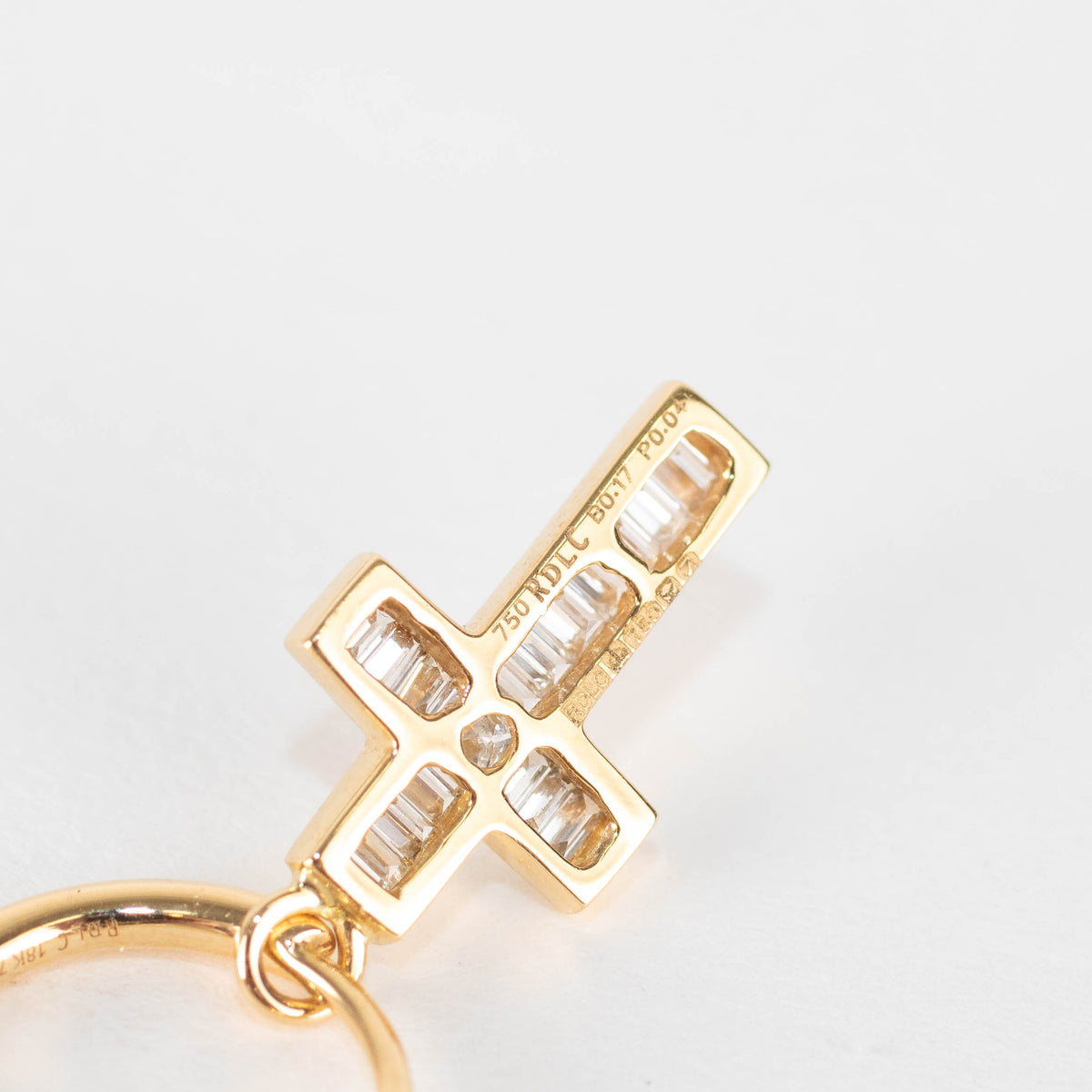Rosa de la Cruz 18k Yellow Gold and Baguette Diamond Drop Hoops