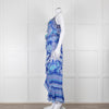 Camilla Blue and White Silk Patterned Jewelled Maxi  Dress
