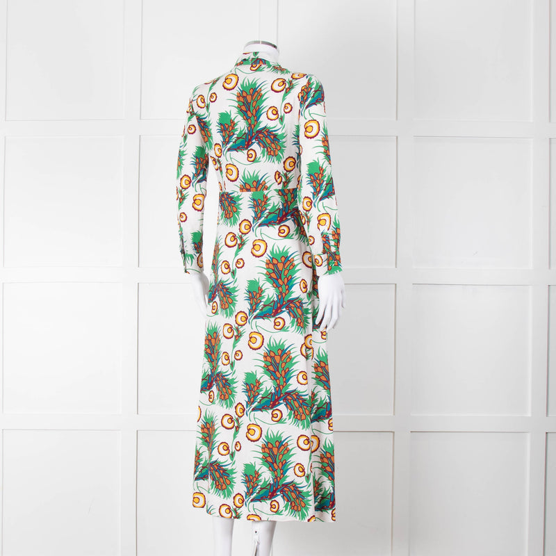 Maje Green Floral Cotton Shirt Dress