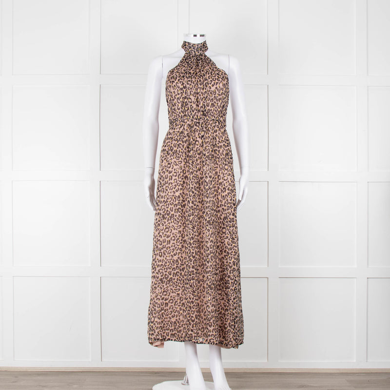 Primrose Park Black and Pink Leopard Halterneck Maxi Dress
