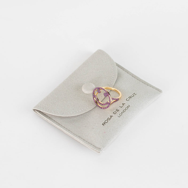 Rosa de la Cruz 18k Yellow Gold Smile Ring with Pink Sapphires