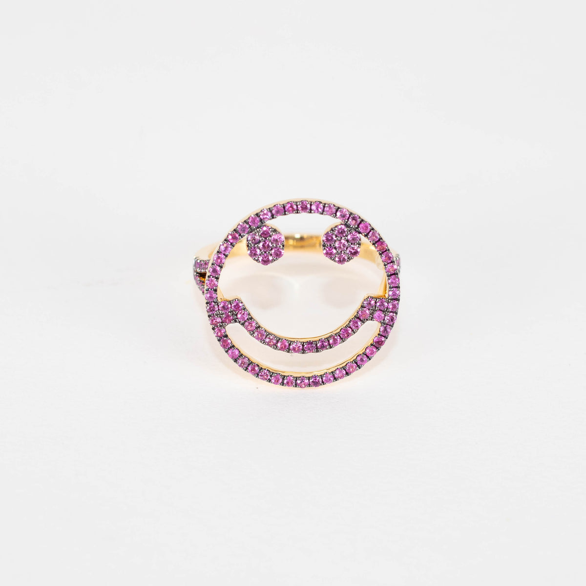 Rosa de la Cruz 18k Yellow Gold Smile Ring with Pink Sapphires
