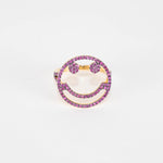 Rosa de la Cruz 18k Yellow Gold Smile Ring with Pink Sapphires