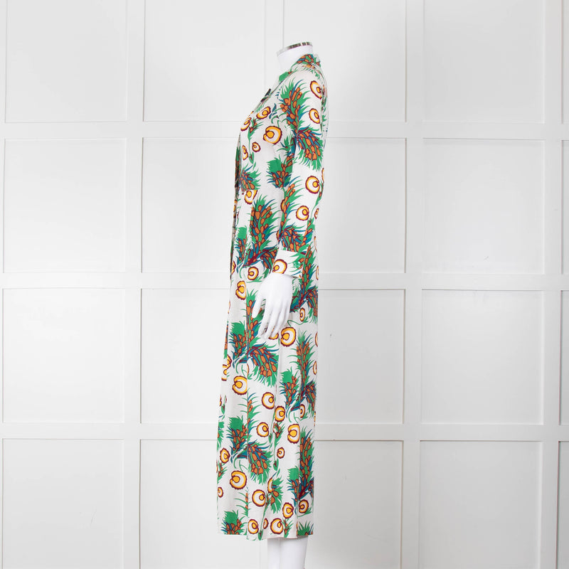 Maje Green Floral Cotton Shirt Dress