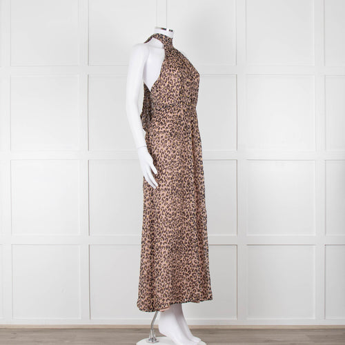 Primrose Park Black and Pink Leopard Halterneck Maxi Dress
