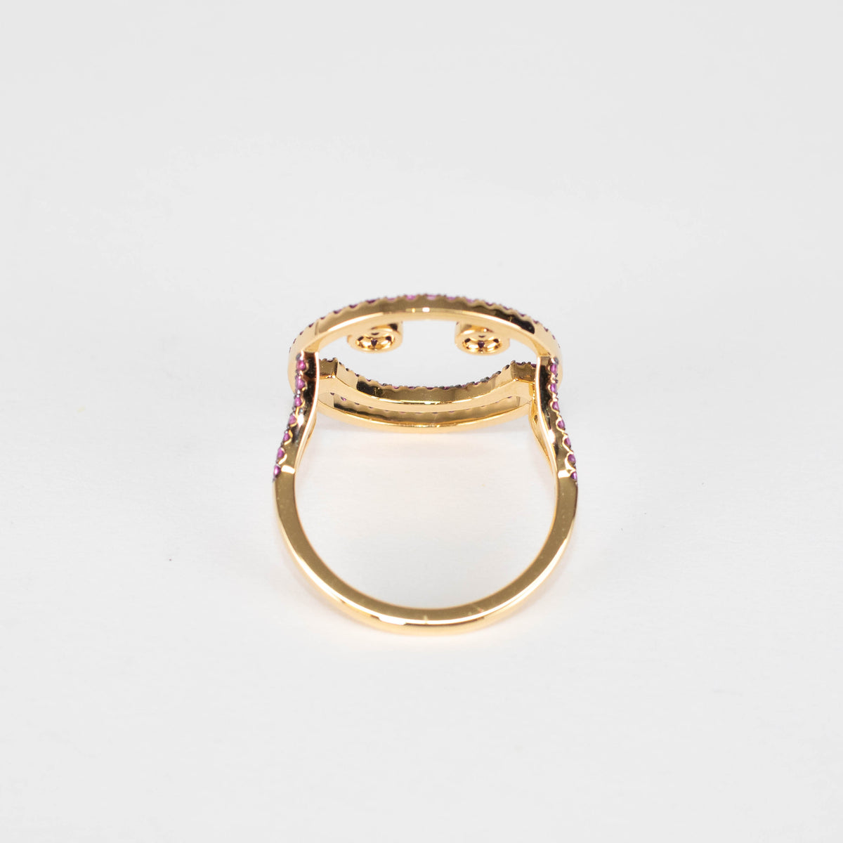 Rosa de la Cruz 18k Yellow Gold Smile Ring with Pink Sapphires