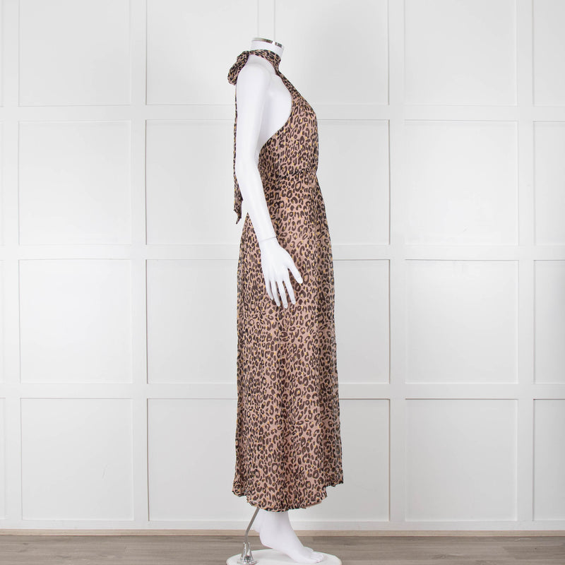 Primrose Park Black and Pink Leopard Halterneck Maxi Dress