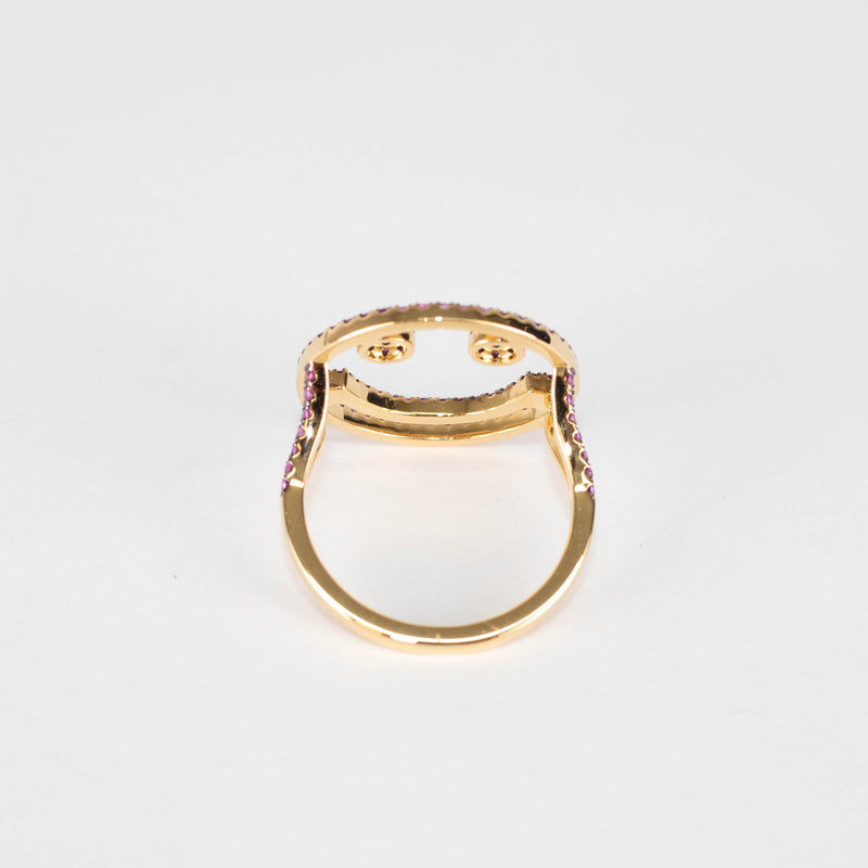 Rosa de la Cruz 18k Yellow Gold Smile Ring with Pink Sapphires