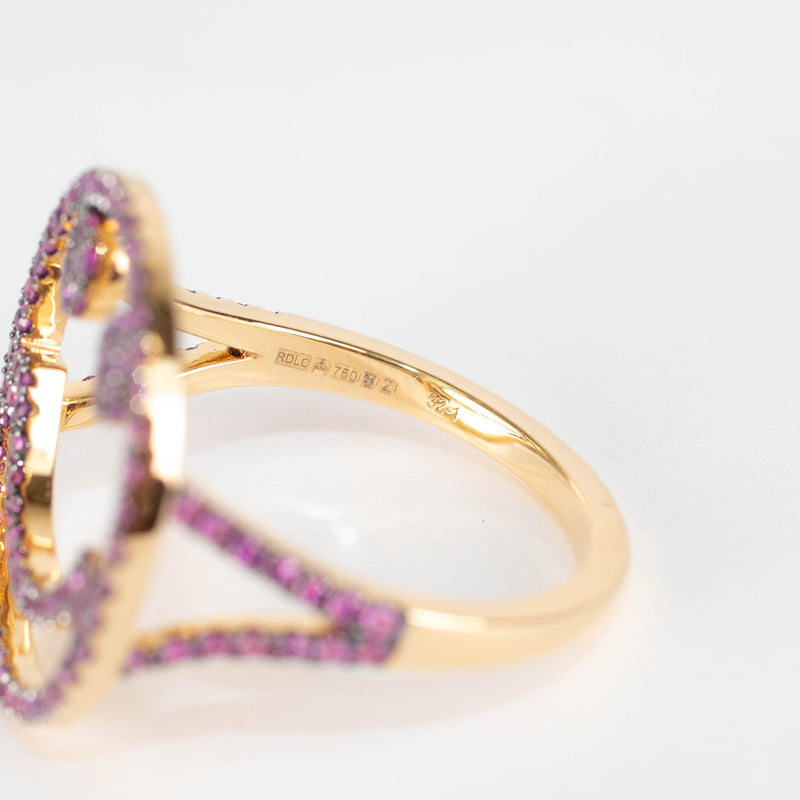Rosa de la Cruz 18k Yellow Gold Smile Ring with Pink Sapphires