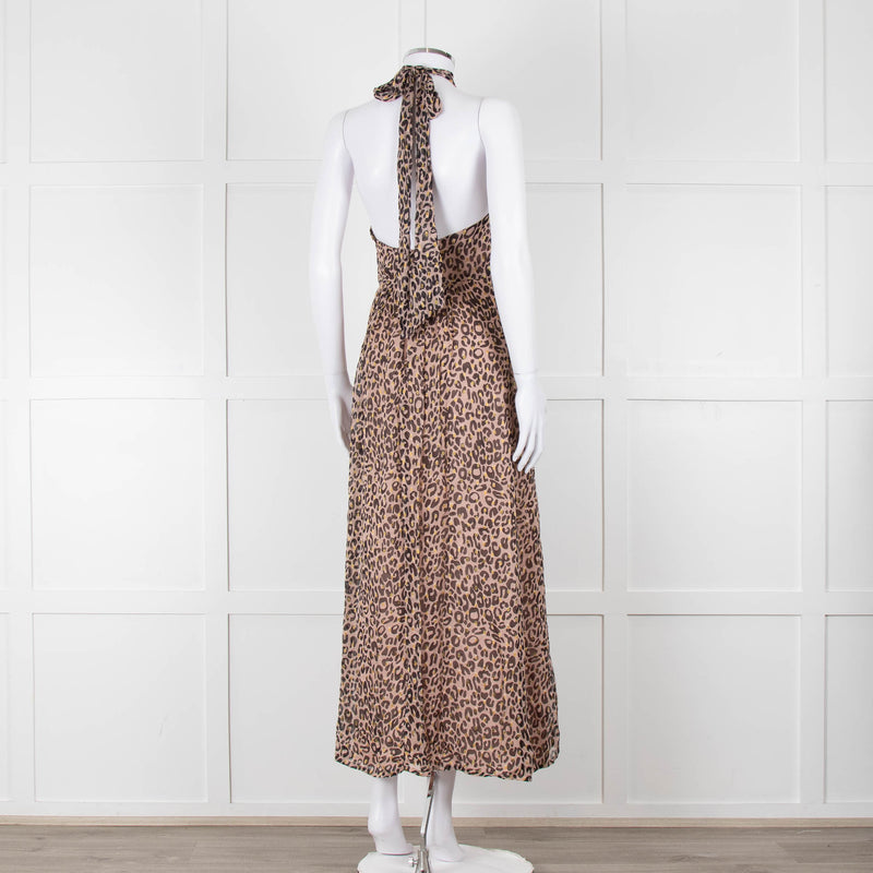 Primrose Park Black and Pink Leopard Halterneck Maxi Dress