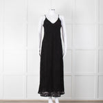Max Mara Black Stretch Palm Tree Lace Maxi Dress