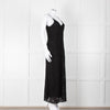 Max Mara Black Stretch Palm Tree Lace Maxi Dress