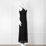 Max Mara Black Stretch Palm Tree Lace Maxi Dress