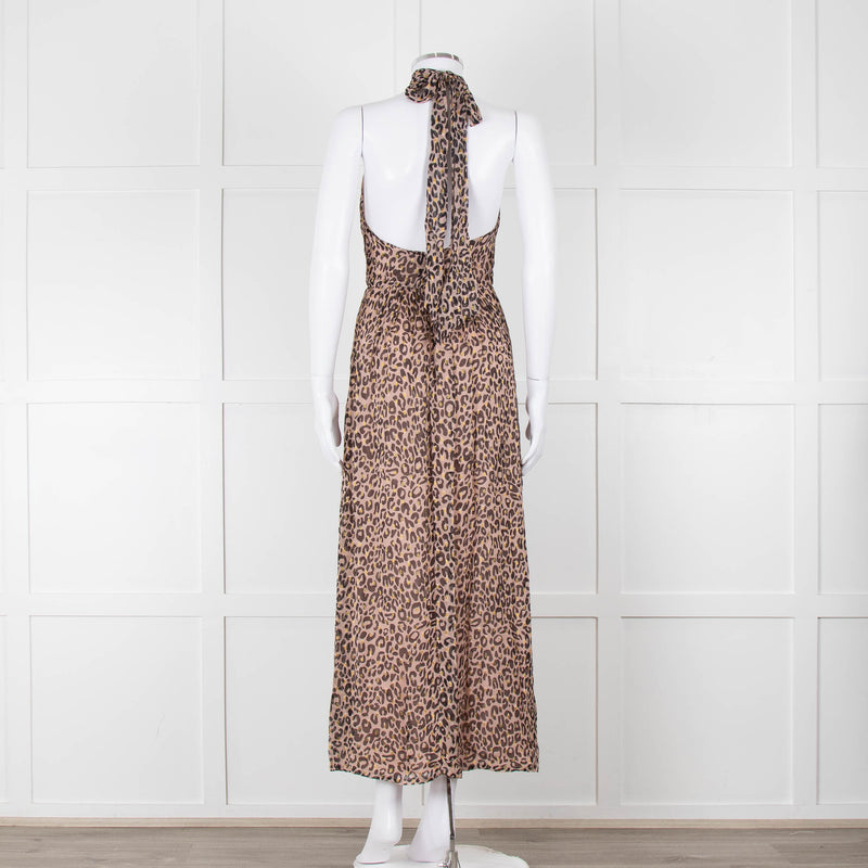 Primrose Park Black and Pink Leopard Halterneck Maxi Dress