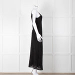 Max Mara Black Stretch Palm Tree Lace Maxi Dress