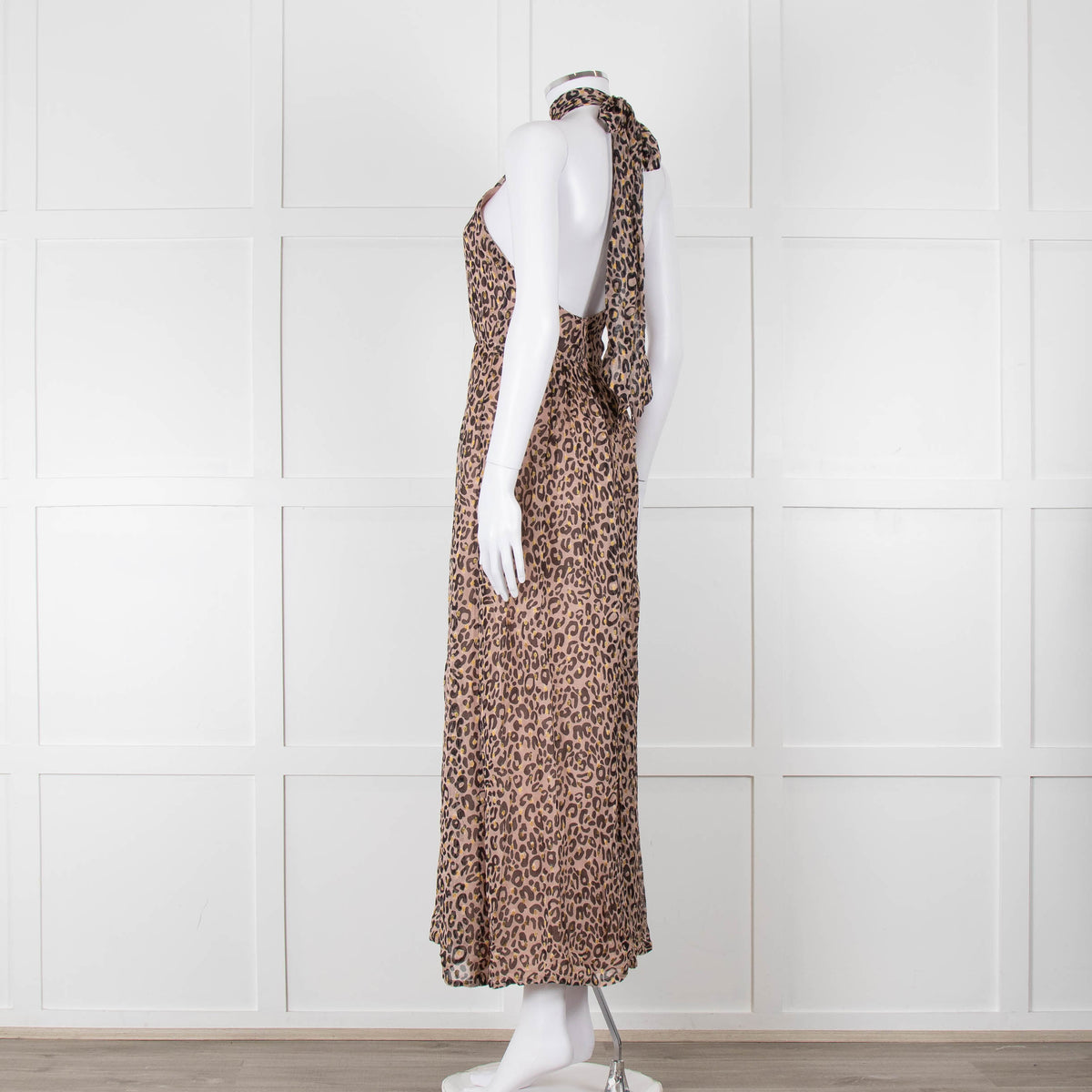 Primrose Park Black and Pink Leopard Halterneck Maxi Dress