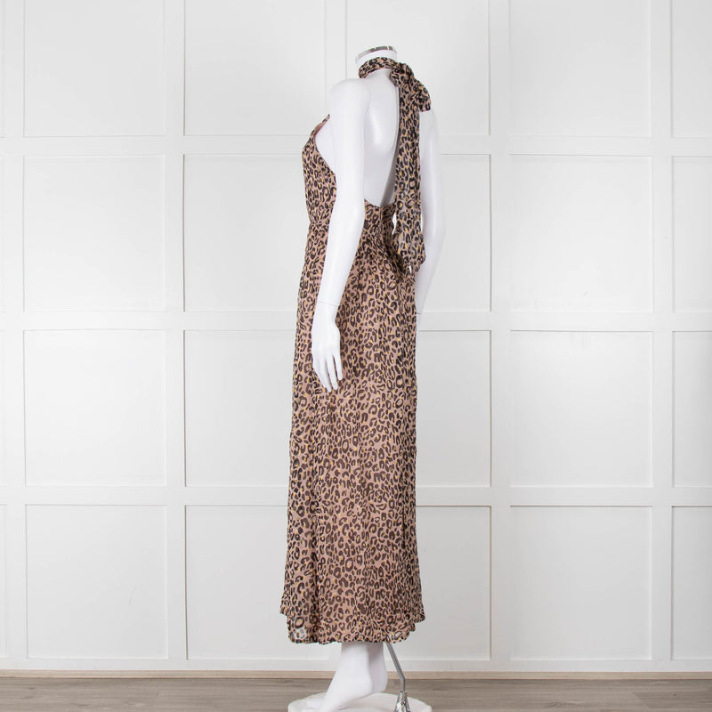 Primrose Park Black and Pink Leopard Halterneck Maxi Dress