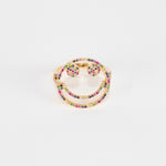 Rosa de la Cruz 18k Yellow Gold Smile Ring with Rainbow Stones