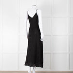 Max Mara Black Stretch Palm Tree Lace Maxi Dress