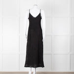 Max Mara Black Stretch Palm Tree Lace Maxi Dress