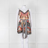 Camilla Silk Playsuit in Red and Black Pattern with Belted Waist