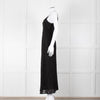 Max Mara Black Stretch Palm Tree Lace Maxi Dress