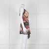 Camilla Silk Playsuit in Red and Black Pattern with Belted Waist