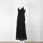 Max Mara Black Stretch Palm Tree Lace Maxi Dress