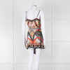 Camilla Silk Playsuit in Red and Black Pattern with Belted Waist
