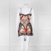 Camilla Silk Playsuit in Red and Black Pattern with Belted Waist