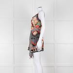 Camilla Silk Playsuit in Red and Black Pattern with Belted Waist