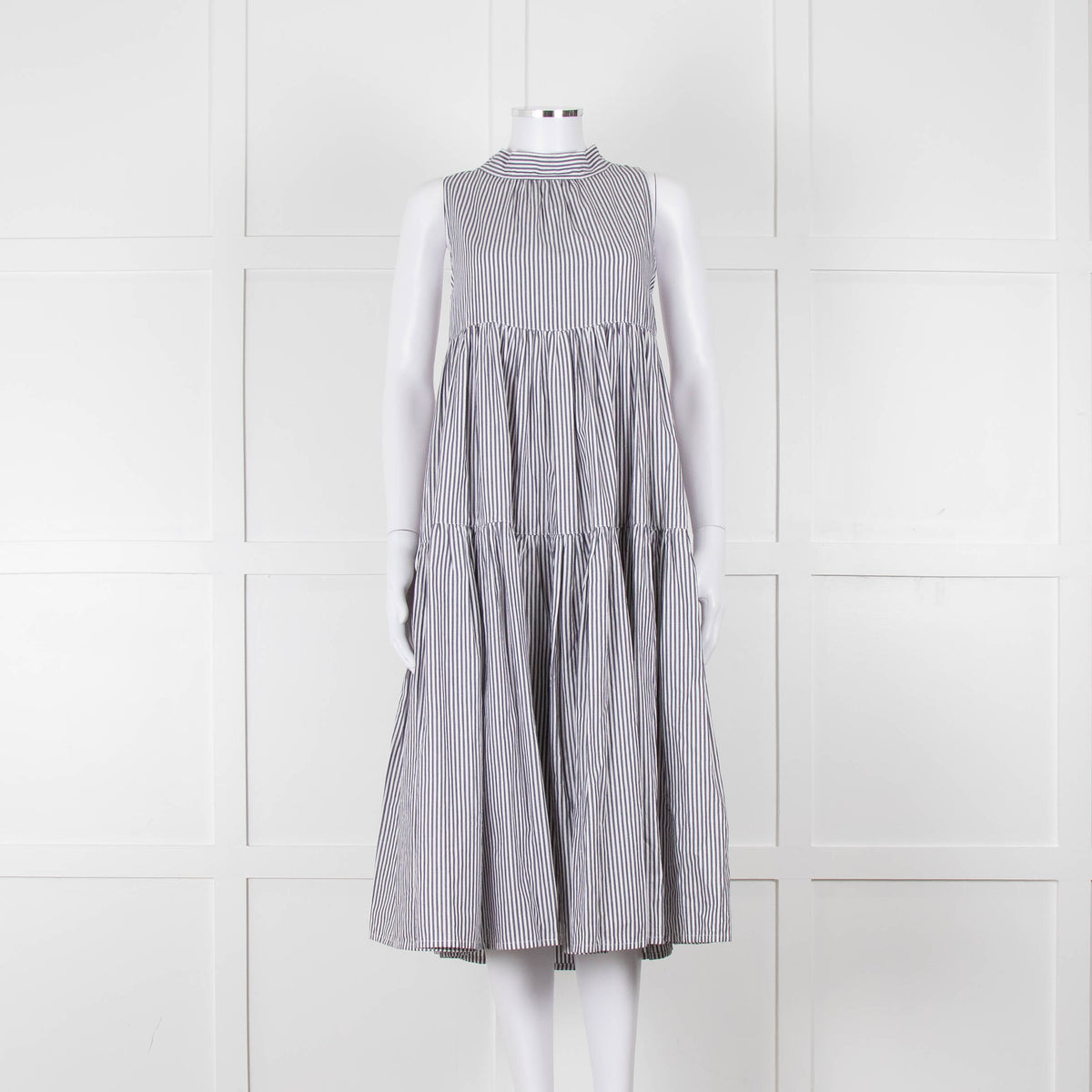 Asceno Striped Cotton Tiered Summer Dress