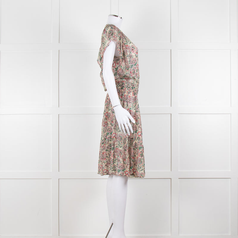 Vanessa Bruno Cream Green Red Floral Sleeveless Dress