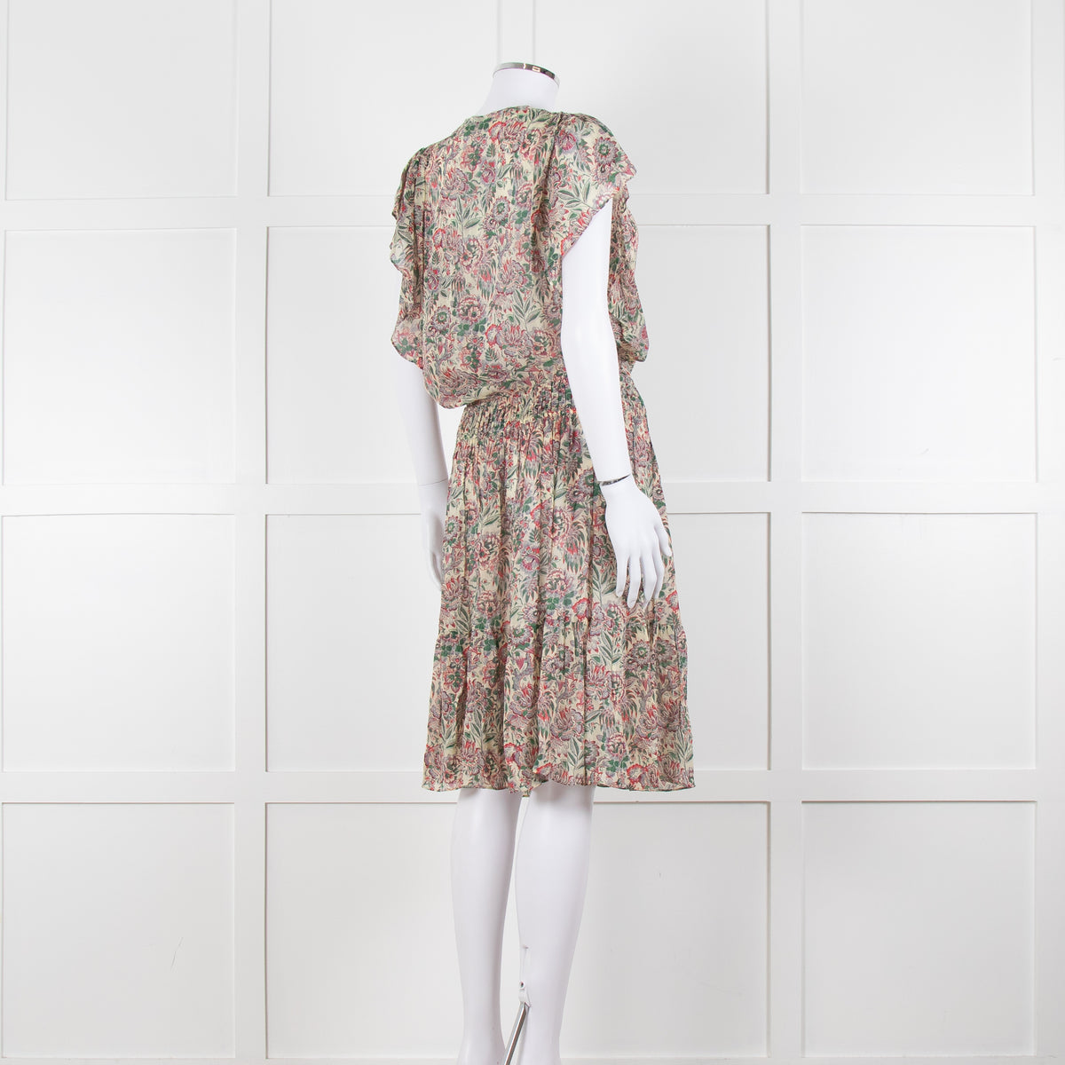 Vanessa Bruno Cream Green Red Floral Sleeveless Dress