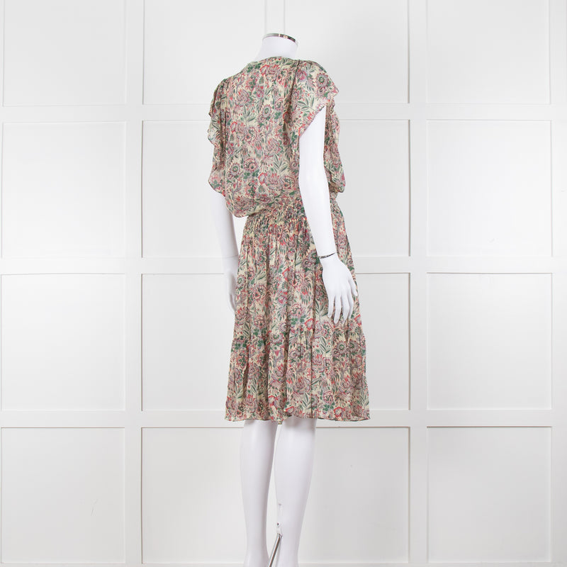 Vanessa Bruno Cream Green Red Floral Sleeveless Dress
